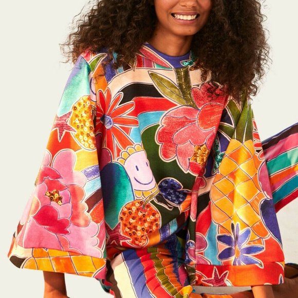 farm rio mixed print sweatshirt